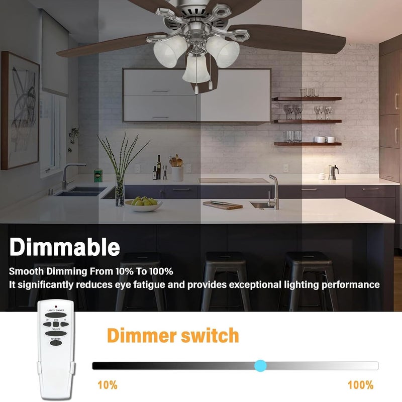 CeilingBreeze Ceiling Fan Remote Replacement - Reverse, 3-Speed & Light Dimmer for Hampton Bay/Hunter/Harbor Breeze 303.9MHz, Wall Mount Included (Compatible with UC7078T/CHQ8BT7078T/CHQ7078T, Remote Only) - Image 5